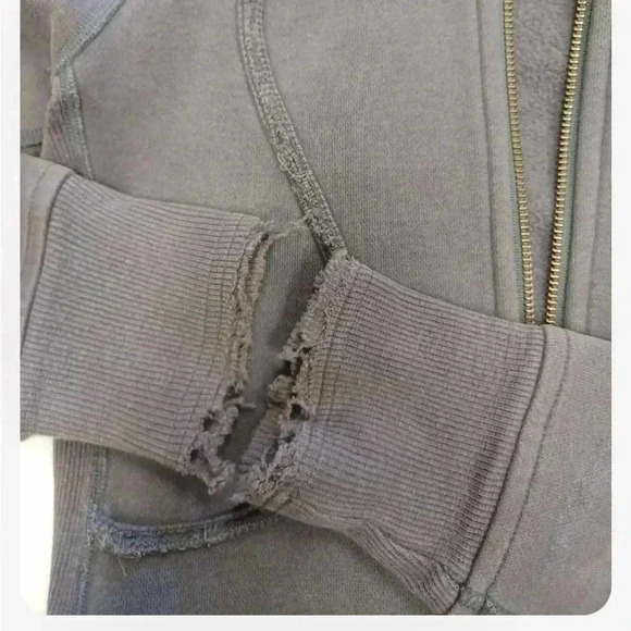 Lululemon Factory Distressed Scuba Hoodie Grey Size 2 - Picture 8 of 10